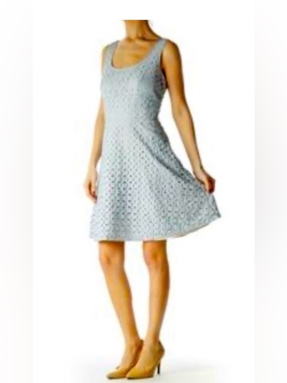 LOFT Powder Blue Eyelet Scoop-Neck Mini Dress